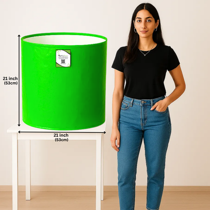 OrganicBazar 21x21 Big Size Grow Bags for Terrace Gardening, Premium HDPE 260 GSM Green Plant Bag for Fruit Tree