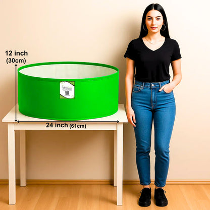 OrganicBazar 24x12 Big Size Grow Bags for Home and Terrace Garden, Premium HDPE 260 GSM Green Plant Bag