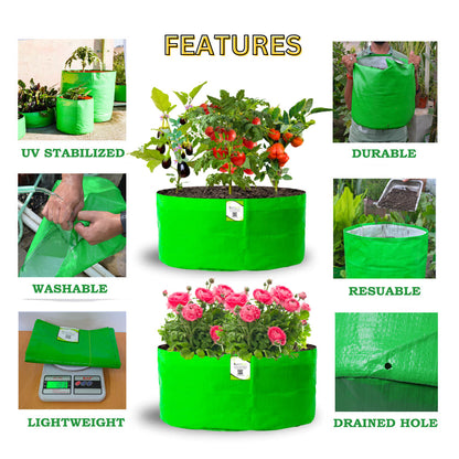 OrganicBazar 18x15 Grow Bag for Vegetable Garden, Premium HDPE 260 GSM, Green Plant Bags for Terrace Garden
