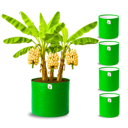 OrganicBazar HDPE 24x24 Big Size Grow Bags for Home Gardening | Plants Bags for Fruits, Vegetables, & Flowers | Round Green Planting Bags | 260 GSM Garden Growing Bag