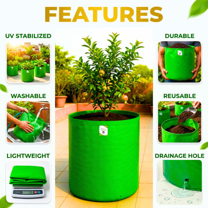 OrganicBazar 18X24 Tree Grow Bag for Home Gardening, Premium HDPE 260 GSM Green Big Plant Bags