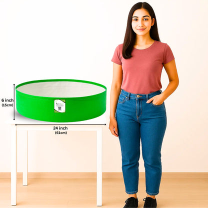 OrganicBazar 24x6 Grow Bag for Leafy Vegetables, Premium HDPE 260 GSM, Green Plant Bags for Terrace Garden