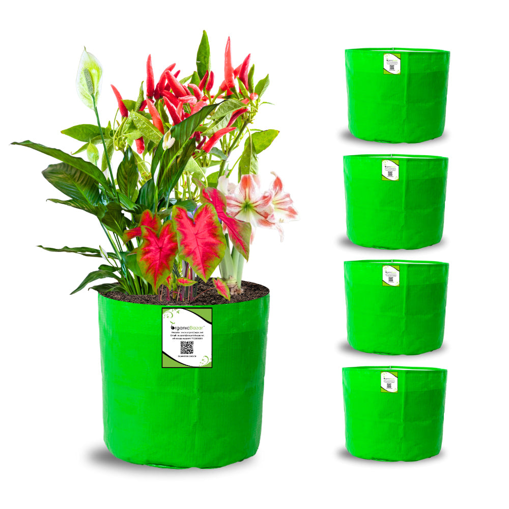 OrganicBazar 8x8 Grow Bags for Terrace Garden, Premium HDPE 260 GSM, Green Plant Bags