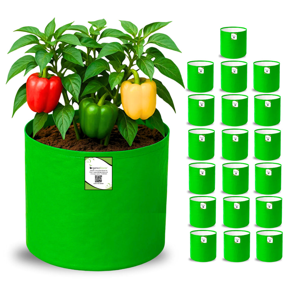 OrganicBazar 9x12 Grow Bag for Terrace Garden, Premium HDPE 260 GSM, Green Plant Bags