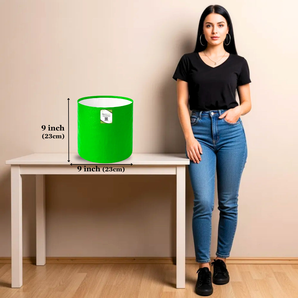 OrganicBazar 9x9 Small Grow Bag for Terrace Garden, Premium HDPE 260 GSM, Green Plant Bags