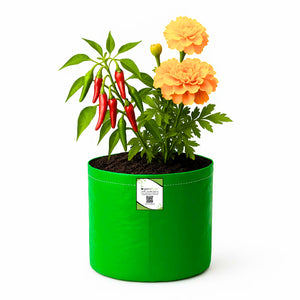 OrganicBazar 9x9 Small Grow Bag for Terrace Garden, Premium HDPE 260 GSM, Green Plant Bags