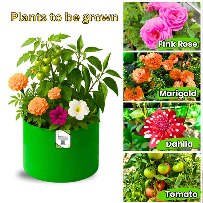 OrganicBazar 15x9 Grow Bag for Terrace Garden, Premium HDPE 260 GSM, Green Plant Bags