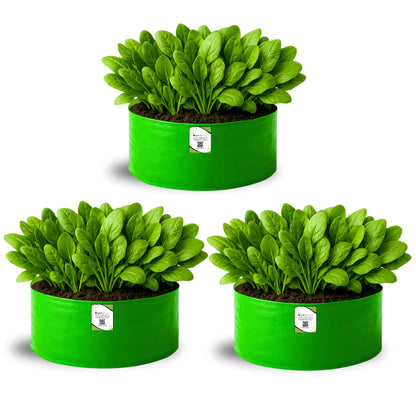 OrganicBazar 18x9 Grow Bag for Leafy Vegetables, Premium HDPE 260 GSM, Green Plant Bags for Terrace Garden