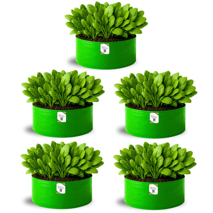 OrganicBazar 18x9 Grow Bag for Leafy Vegetables, Premium HDPE 260 GSM, Green Plant Bags for Terrace Garden