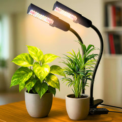 Grow Light with Full Spectrum LED for Indoor Plants — Dual Head with Adjustable Gooseneck & Smart controller switch