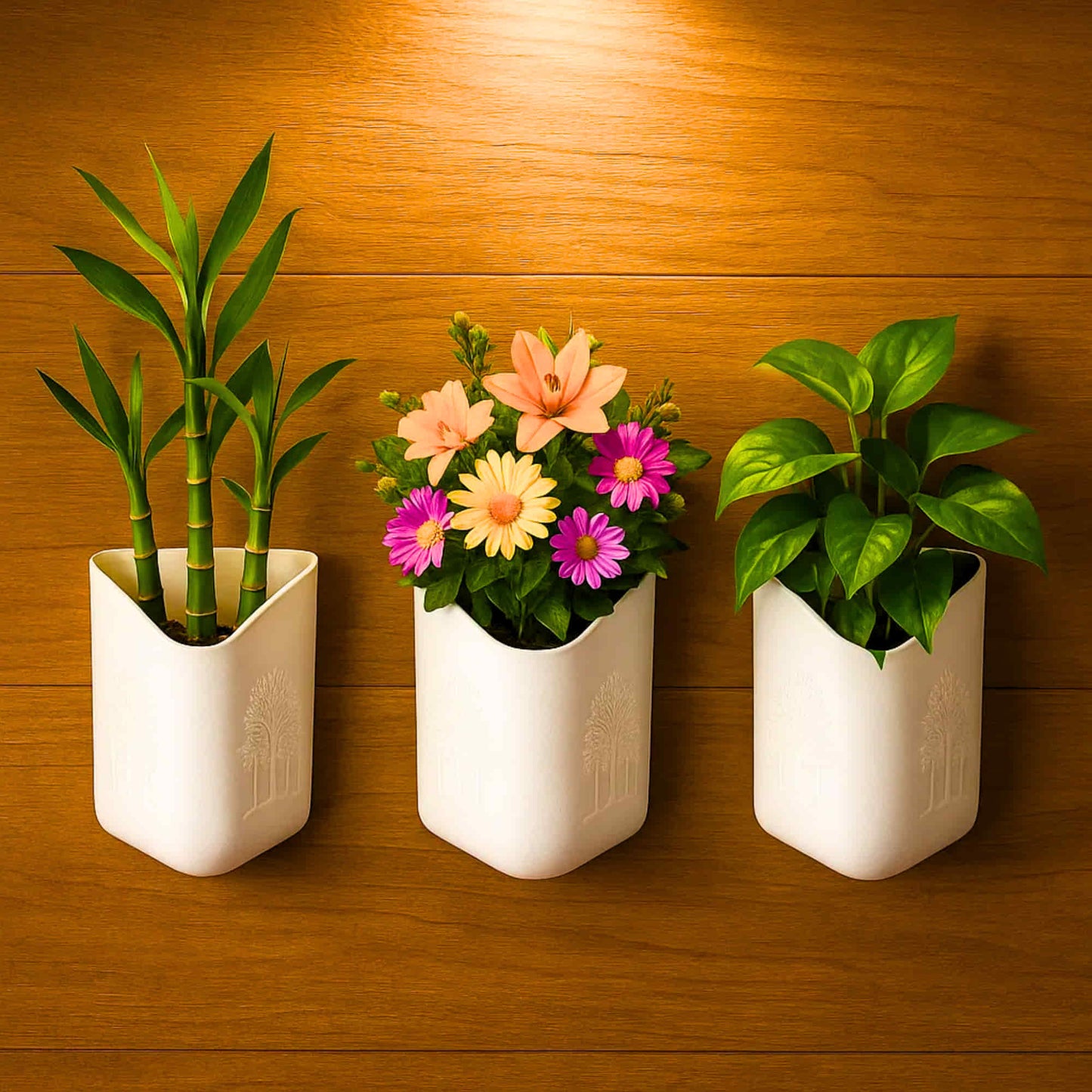 Wall Hanging Flower Pots for Home and Garden Decoration, Heavy-Duty Plastic Planters for Indoor &amp; Outdoor Use (White)