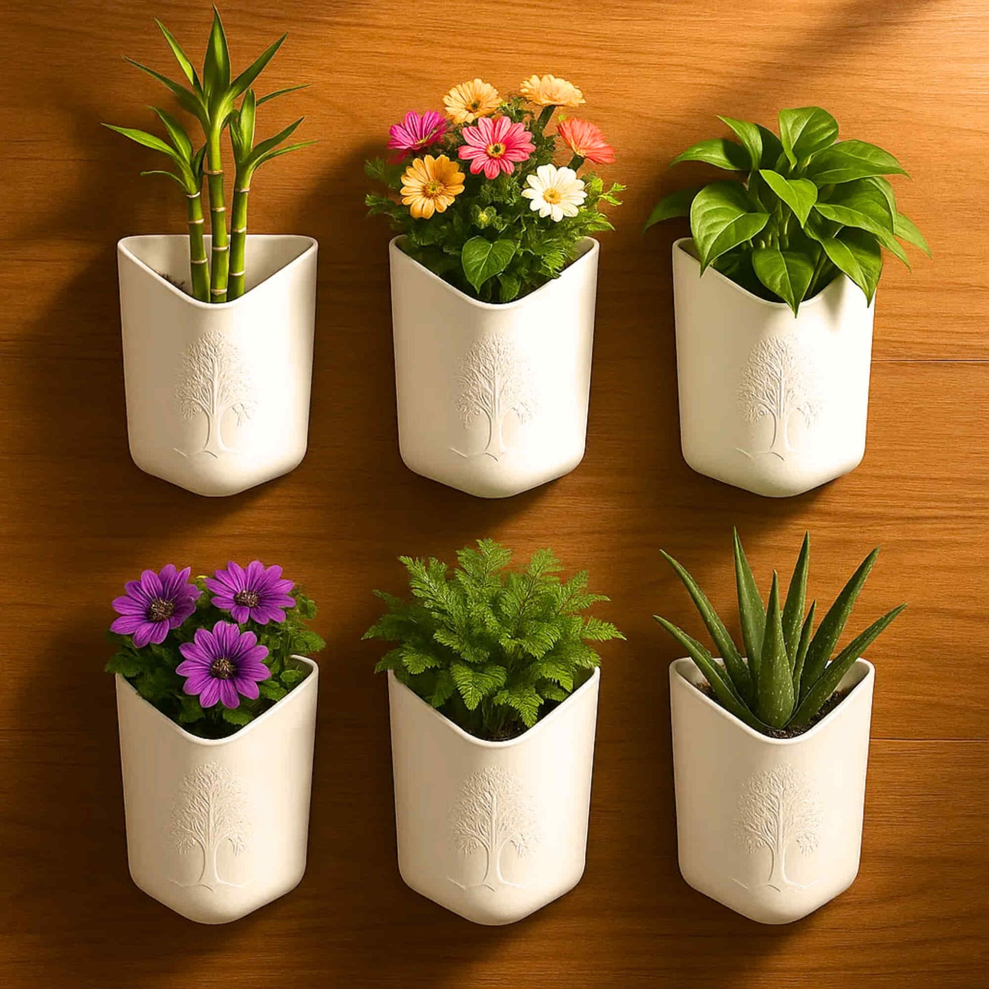 Wall Hanging Flower Pots for Home and Garden Decoration, Heavy-Duty Plastic Planters for Indoor &amp; Outdoor Use (White)