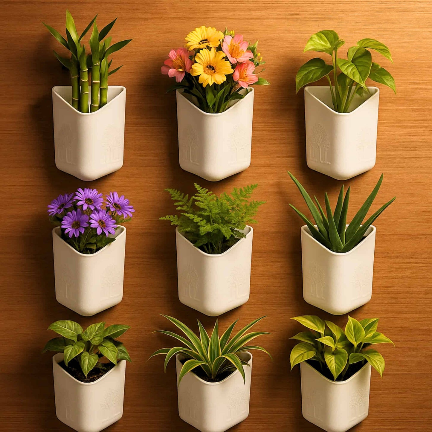 Wall Hanging Flower Pots for Home and Garden Decoration, Heavy-Duty Plastic Planters for Indoor &amp; Outdoor Use (White)