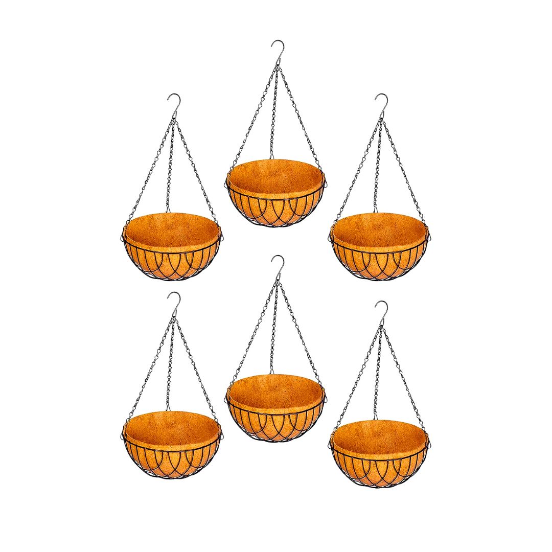 Coir Hanging Basket 10 Inch 6 Pieces Coco Liner With Metal Stand 3905