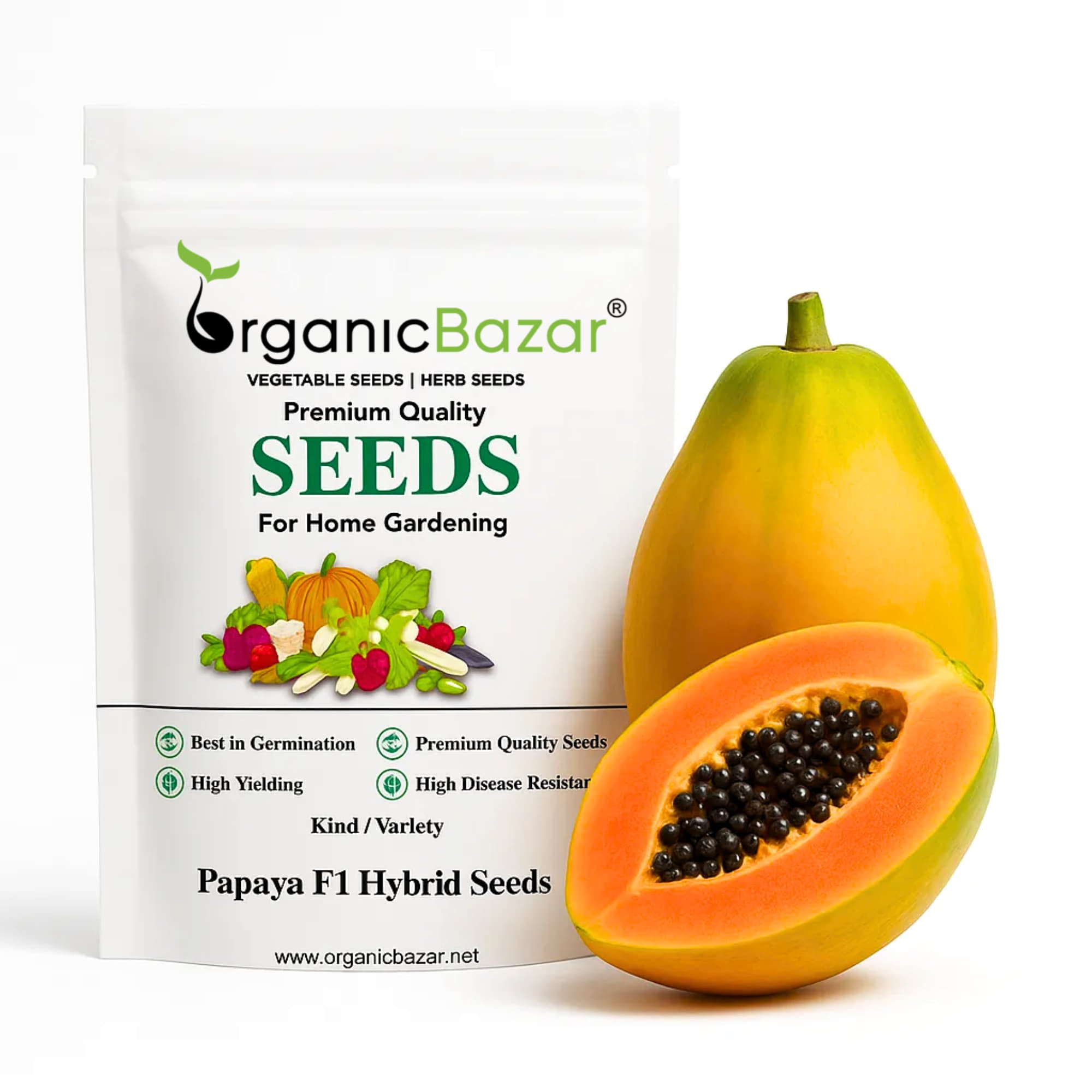 Papaya F1 Hybrid Seeds  - 10 Seeds (Papita ke beej/पपीता के बीज) High Germination,High-yielding and fast-growing