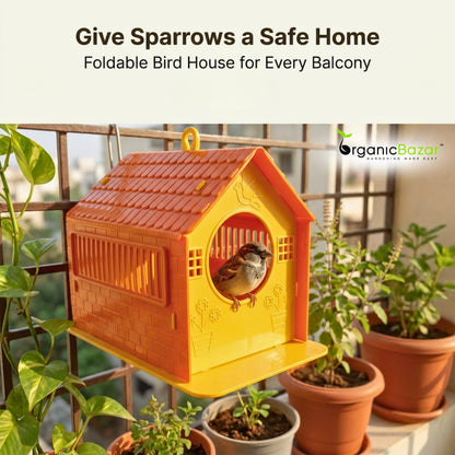 Plastic Bird House Foldable Bird Nest for Sparrows | Outdoor Nesting Shelter for Balcony & Garden | Lightweight & Weather-Resistant Bird Home with Air Ventilation