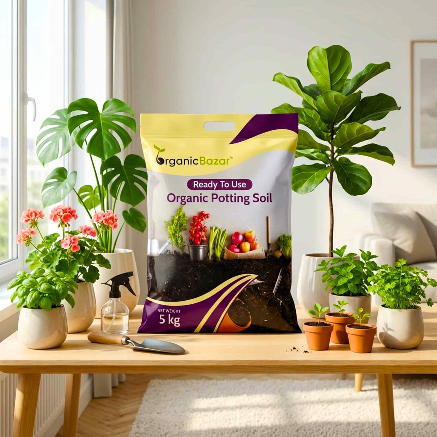 Ready to Use Organic Potting Soil Mix - 5kg For Home Gardening