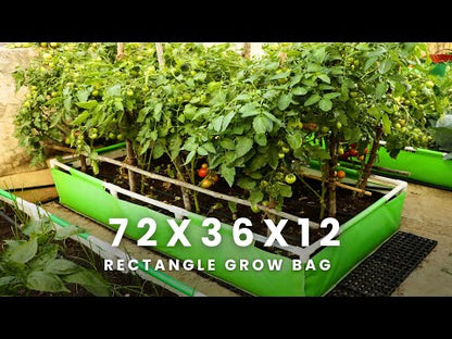 OrganicBazar 72x36x12 Rectangular Grow Bag With Supporting Pvc Pipes Frame, Premium HDPE Green Raised Bed