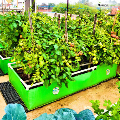 OrganicBazar 72x36x12 Rectangular Grow Bag With Supporting Pvc Pipes Frame, Premium HDPE Green Raised Bed