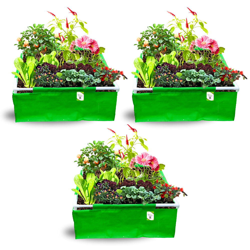OrganicBazar 36x36x12 Rectangle Grow Bag With Supporting Pvc Pipes Extra Thick Premium HDPE Green Grow Bags