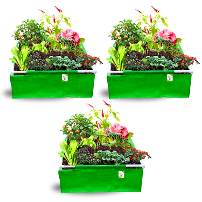 OrganicBazar 36x36x12 Rectangle Grow Bag With Supporting Pvc Pipes Extra Thick Premium HDPE Green Grow Bags