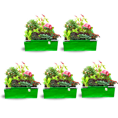 OrganicBazar 36x36x12 Rectangle Grow Bag With Supporting Pvc Pipes Extra Thick Premium HDPE Green Grow Bags