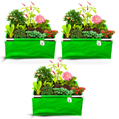 OrganicBazar 36x36x12 Rectangle Grow Bag With Supporting Pvc Pipes Extra Thick Premium HDPE Green Grow Bags