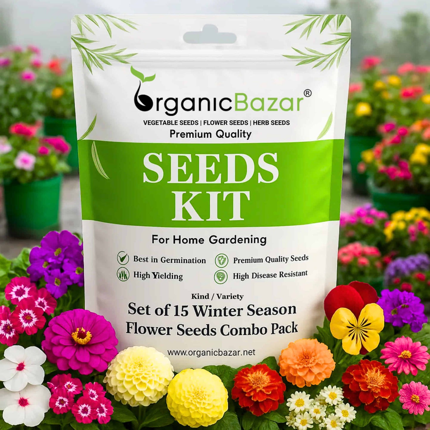 Set of 15 Winter Season Flower Seeds Combo Pack