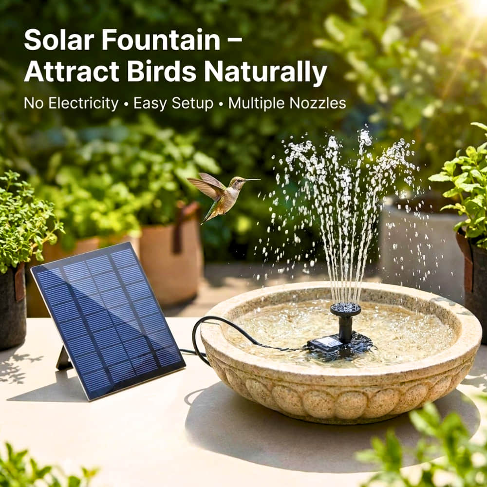 Solar Panel Water Fountain Pump For Bird Bath, Outdoor Small Pond, Patio, Garden Pool, Aquarium And Fish Tank