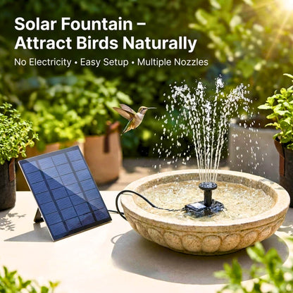 Solar Panel Water Fountain Pump For Bird Bath, Outdoor Small Pond, Patio, Garden Pool, Aquarium And Fish Tank