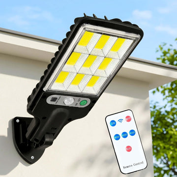 Solar LED Street Lamp Light | Super Bright COB LED | Motion Sensor | Remote Control | Auto-Chargeable Street Lamp for Front Porch, Patio, Garden & Outdoor (Pack of 1)