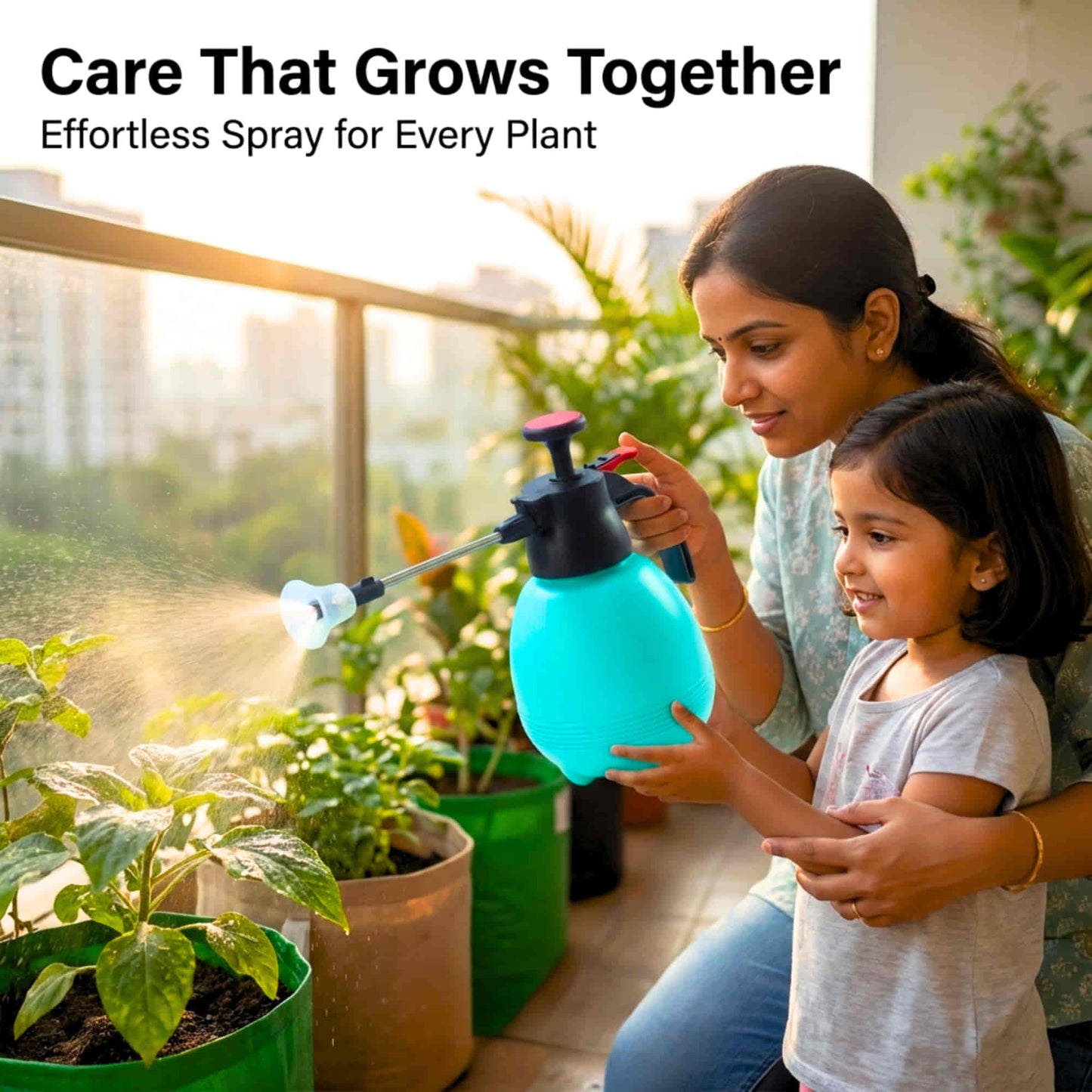 Spray Pump 360° Nozzle with Extended Wand for Gardening, Cleaning & Multipurpose Use (2L, Teal Color) | Adjustable Mist & Stream | Pressure Pump Sprayer