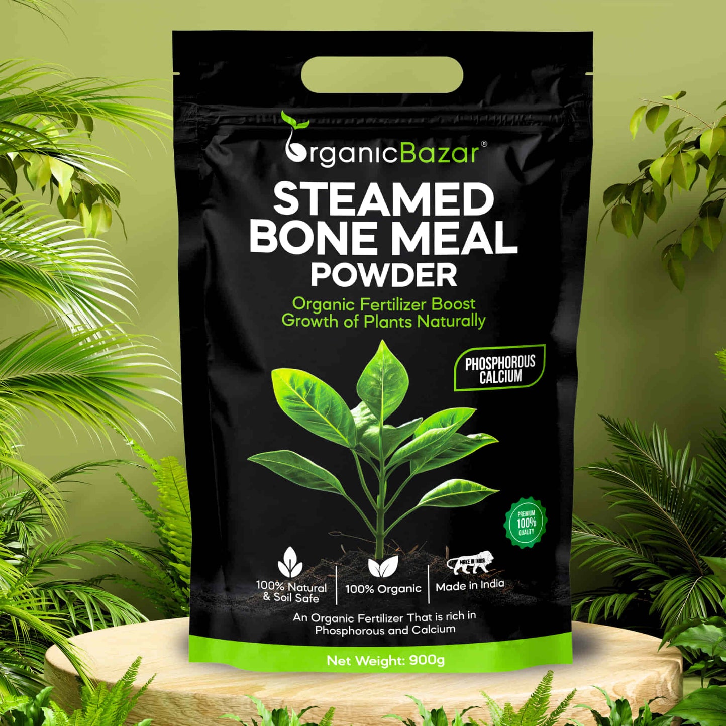 Organic Steamed Bone Meal Fertilizer for Plants, Slow Release Powder