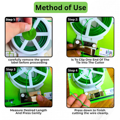 Twist Tie Wire - Pack of 1 | 50m Long | Build in Cutter | High Quality Material | Ideal for Plants Support | Easy To Use | Versatile Usage | OrganicBazar