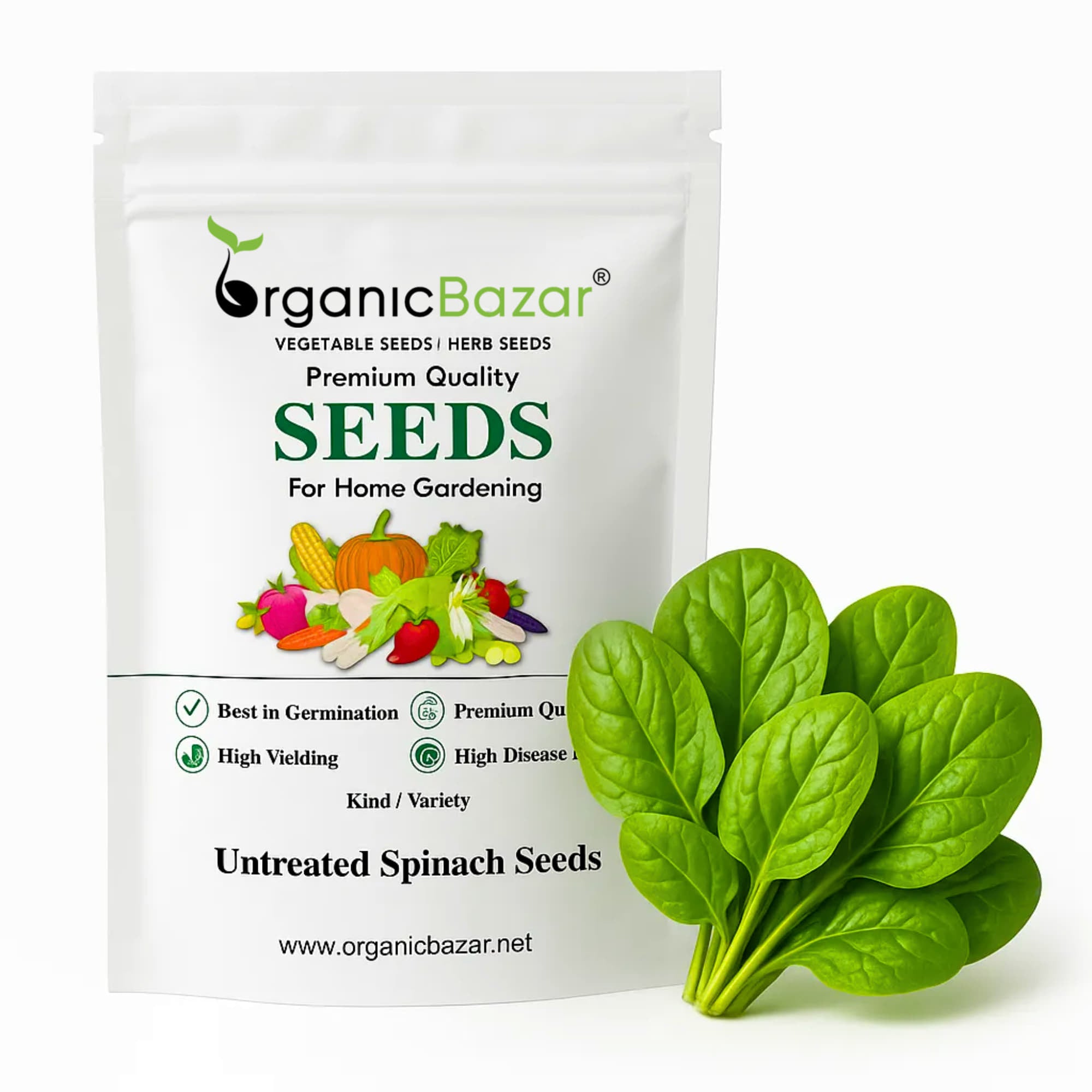 Untreated Spinach Seeds For Organic Gardening - 750 Seeds (Palak/ पालक के बीज)