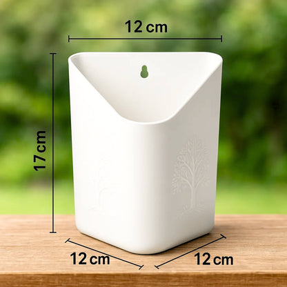 Wall Hanging Flower Pots for Home and Garden Decoration, Heavy-Duty Plastic Planters for Indoor &amp; Outdoor Use (White)