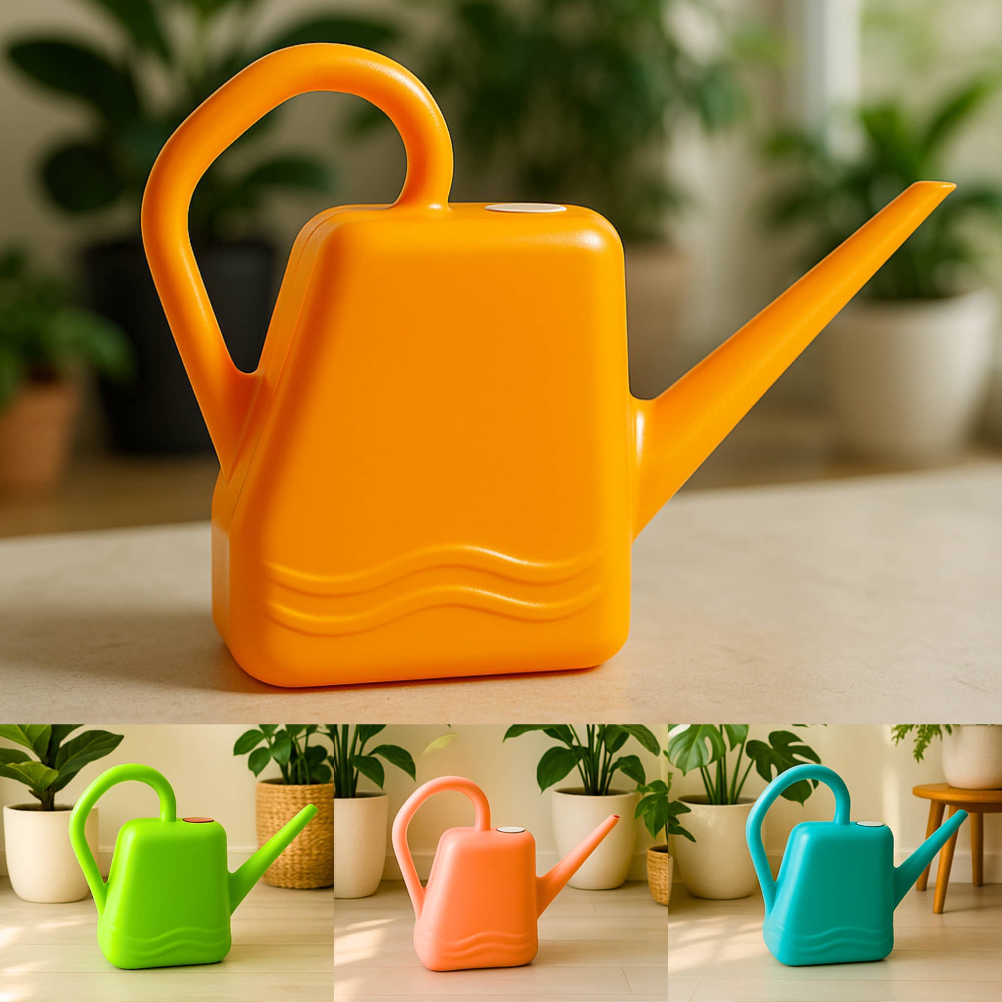 2 Litre Heavy-Duty Plastic Gardening Watering Can with Long Spout (Multi-color) & Ergonomic Handle (Random Color, Pack of 1)