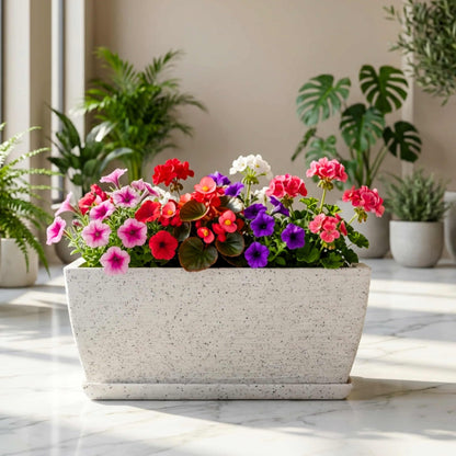 Roto Moulded Recta Planter Pot with Tray – Premium Balcony & Indoor Garden Planter