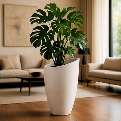 Calista Roto Moulded Tall Luxury Planter with 10+ Years Durability | Huge Terrazzo Finish Roto Container | Durable, Lightweight & Weatherproof Large Pot for Garden, Balcony & Living Room
