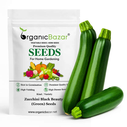 Zucchini Black Beauty (Green) Seeds - 15 Seeds (जुकिनी के बीज)