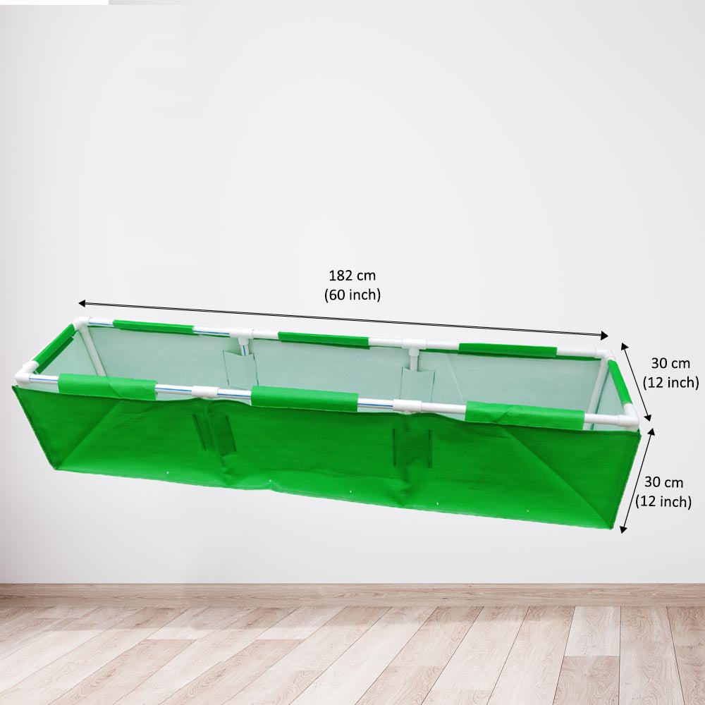 48 x 24 x 12 Inch (4 x 2 x 1 Ft) - 400 GSM HDPE Rectangular Grow Bag With  Supporting PVC Pipes