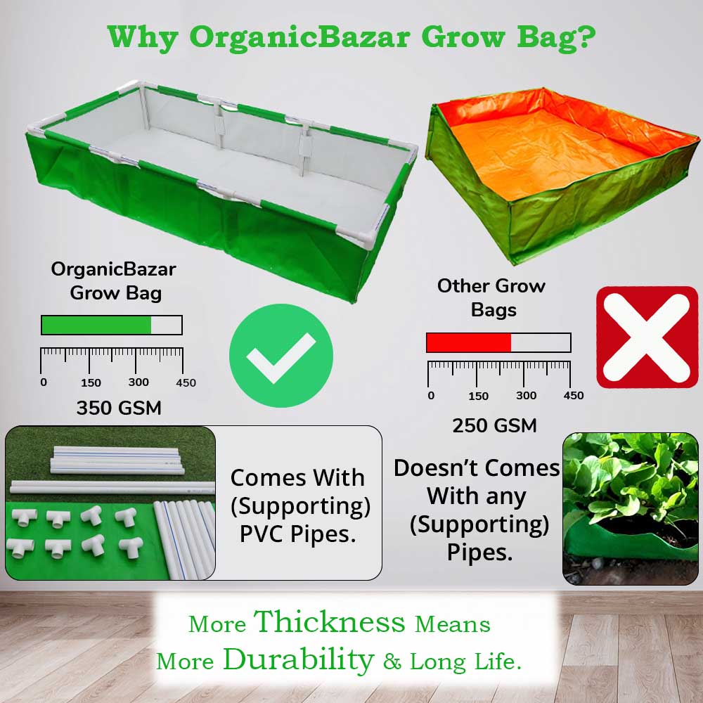 HDPE 72x36x12 Rectangle Grow Bag With Supporting Pvc Pipes Frame