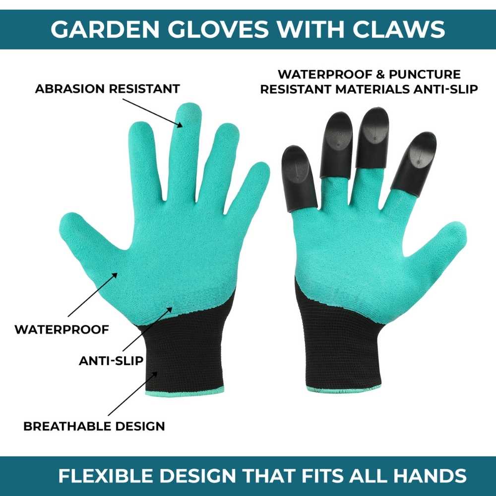 Garden Gloves with Claws for Digging &amp; Planting (6)