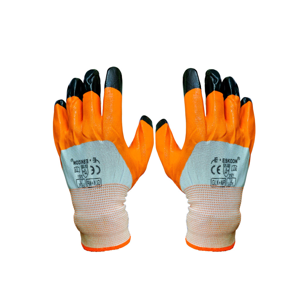 Gloves Orange & Black color back view