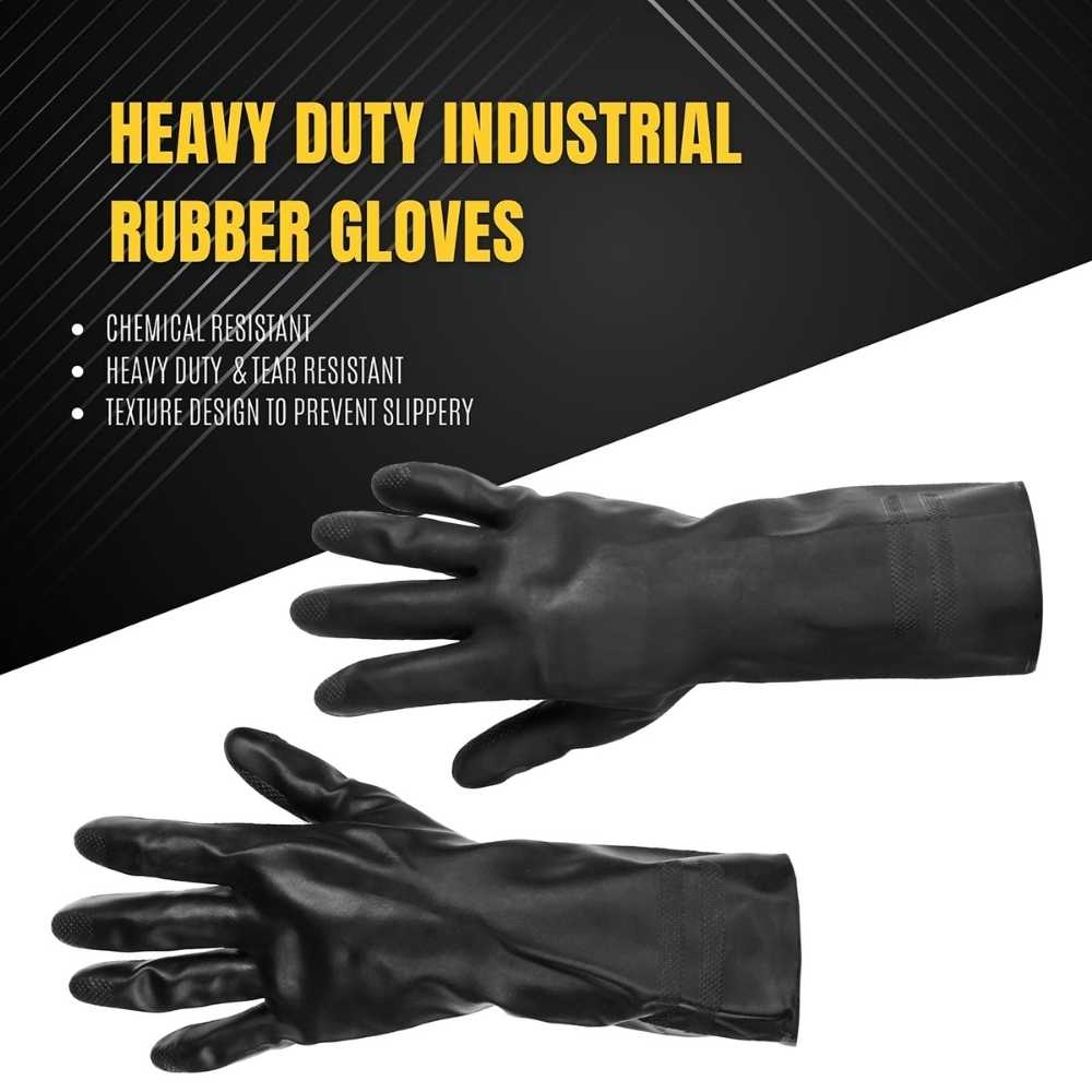 Rubber Hand Gloves Non-Slip Black (4)