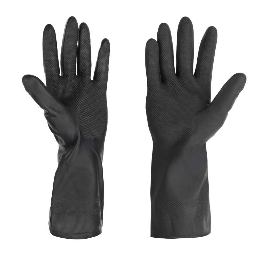 Rubber Hand Gloves Non-Slip Black