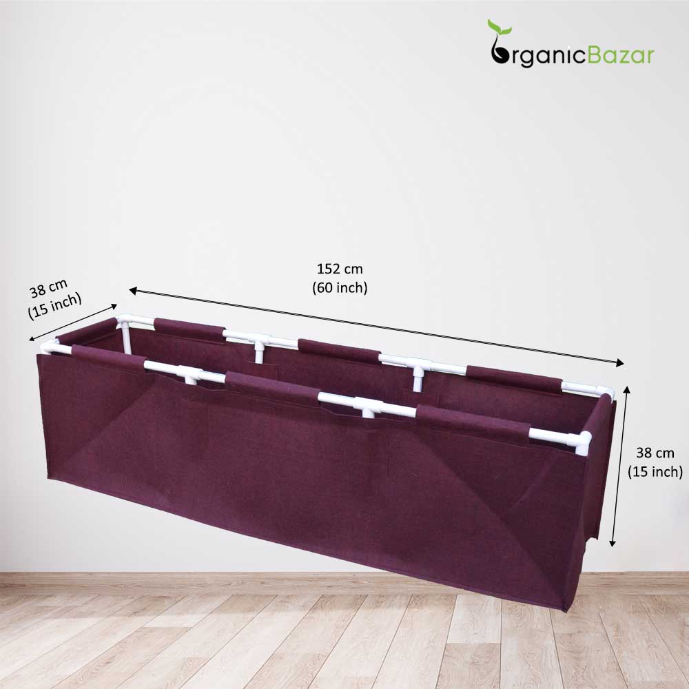 60x15x15 geo fabric rectangle grow bag size