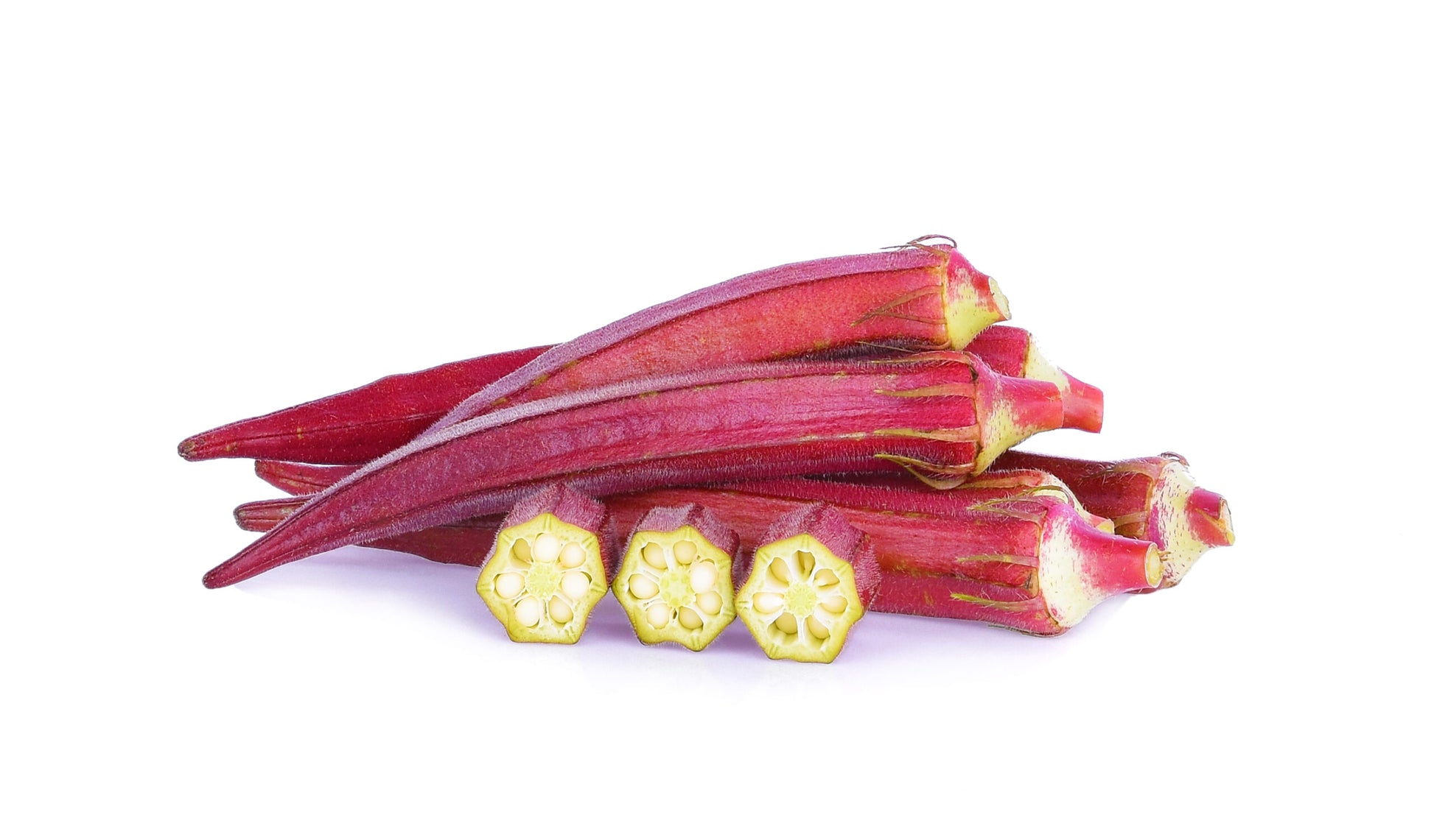 Red,Okra,Isolated,On,White,Background