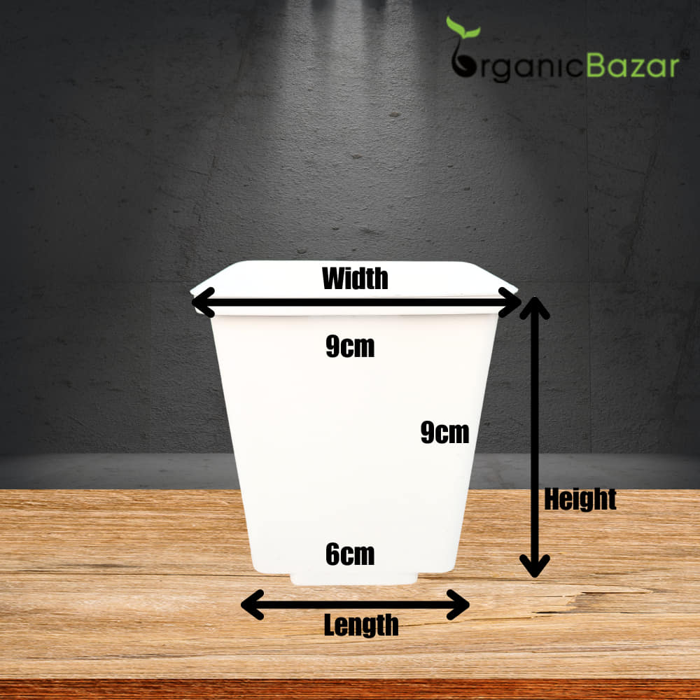 square nursery pots Dimensions